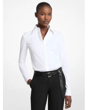 Michael Kors Hansen Stretch Cotton Poplin Shirt - White