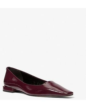 Michael Kors Darrah Crackled Patent Leather Ballet Flat - Red