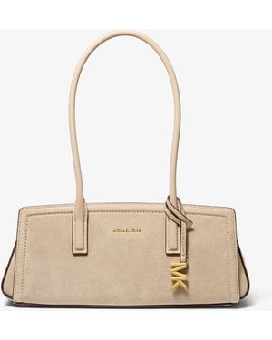 Michael Kors Laila Small Suede Shoulder Bag - Natural