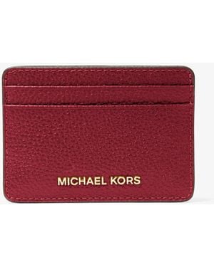 MICHAEL Michael Kors Pebbled Leather Card Case - Red