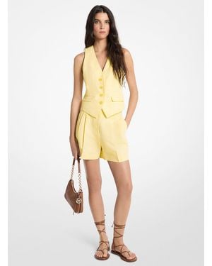 Michael Kors Mkpantalón Corto Plisado De Lino Y Algodón - Neutro