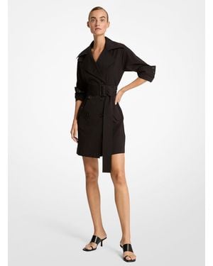 Michael Kors Mk Stretch Cotton Poplin Trench Dress - Black