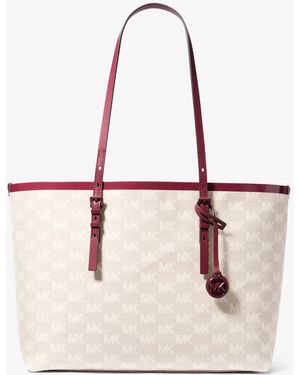MICHAEL Michael Kors Mk Quinn Large Logo Jacquard Tote Bag With Pouch - Natural