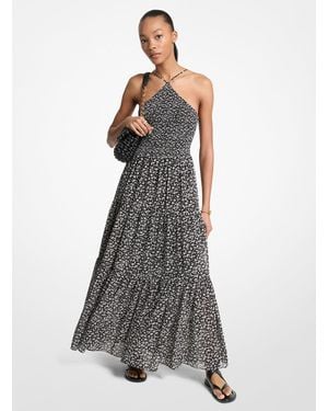MICHAEL Michael Kors Mkvestido Halter Maxi Fruncido Con Estampado Floral - Gris