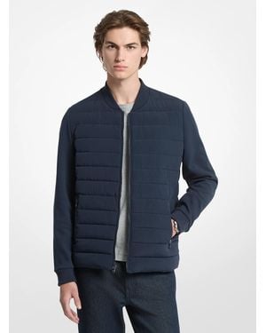Michael Kors Mk Mixed-Media Quilted Bomber Jacket - Blue