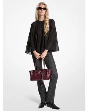 MICHAEL Michael Kors Tiered Long Sleeve Blouse - Black