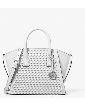 Michael Kors Avril Small Woven Satchel - White