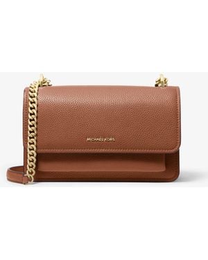MICHAEL Michael Kors Mk Claire Large Pebbled Leather Convertible Shoulder Bag - Brown