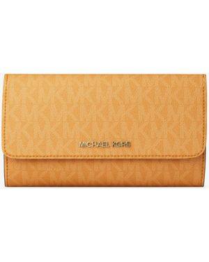 Michael Kors Jet Set Large Signature Logo Tri-Fold Wallet - Orange