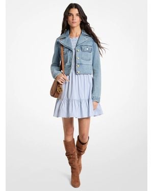 MICHAEL Michael Kors Mk Cropped Denim Jacket - Blue