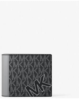 Michael Kors Cooper Signature Logo Billfold Wallet With Passcase - Gray