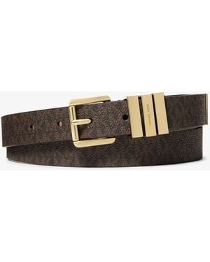 MICHAEL Michael Kors Mk Signature Logo Belt - White