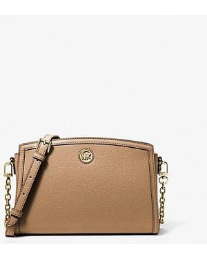 Michael Kors Chantal Large Pebbled Leather Crossbody Bag - Natural