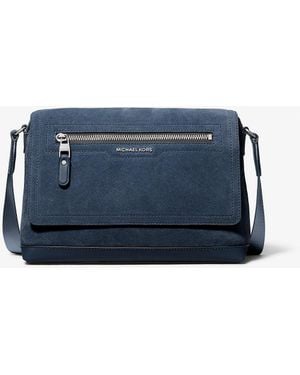 Michael Kors Hudson Small Suede Messenger Bag - Blue