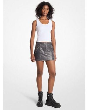 MICHAEL Michael Kors Moto-Inspired Leather Mini Skirt - White