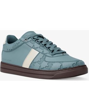 Michael Kors Michael Kors Brady Logo Embossed Leather Trainer - Blue