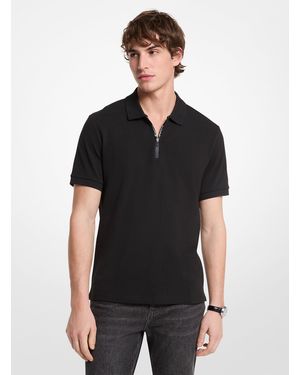 Michael Kors Outlet Mk Cotton Zip-Up Polo Shirt - Black