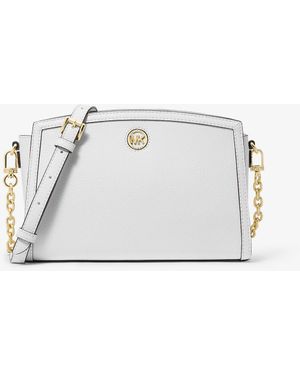MICHAEL Michael Kors Mk Chantal Large Pebbled Leather Crossbody Bag - White