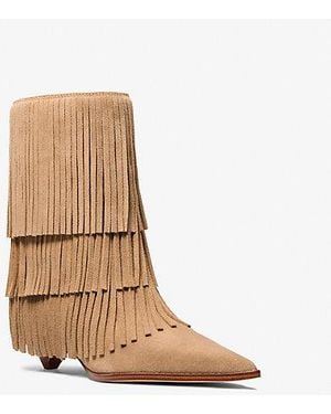 Michael Kors Jayla Fringed Suede Boot - Natural