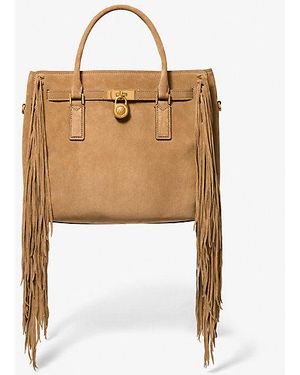 MICHAEL Michael Kors Hamilton Moderne Large Fringed Suede Satchel - White