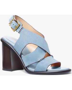 MICHAEL Michael Kors Michael Kors Raven Suede Block Heel Sandal - Blue