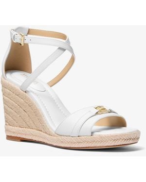 MICHAEL Michael Kors Mk Mandy Leather Wedge Sandal - Natural