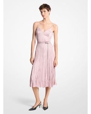 Michael Kors Mkvestido Lencero De Satén Charmeuse Prensado - Rosa