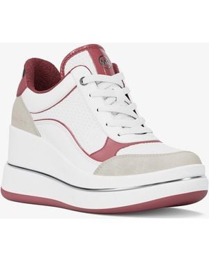 MICHAEL Michael Kors Mk Emmy Mixed-Media Wedge Trainer - White