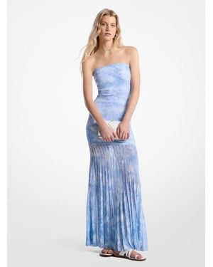 MICHAEL Michael Kors Mk Tie-Dye Stretch Knit Sheer Strapless Dress - Blue