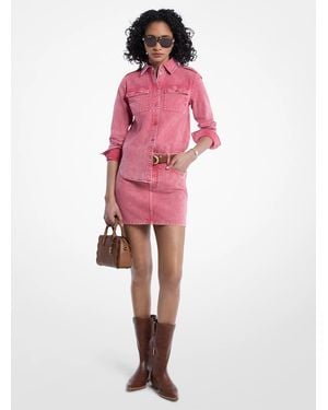 Michael Kors Garment-Dyed Denim Mini Skirt - Pink