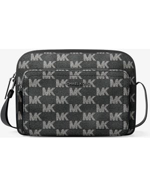 Michael Kors Cooper Logo Jacquard Denim Flight Bag - Gray