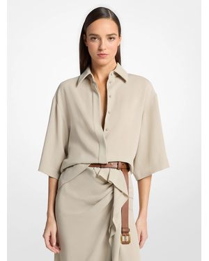 Michael Kors Michael Kors Wool Crepe Camp Shirt - Natural
