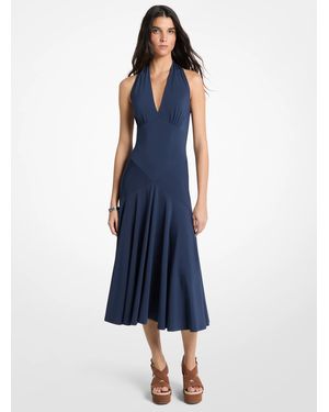 MICHAEL Michael Kors Stretch Matte Jersey Halter Midi Dress - Blue