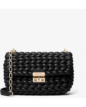 Michael Kors Tribeca Large Hand-Braided Shoulder Bag - Black