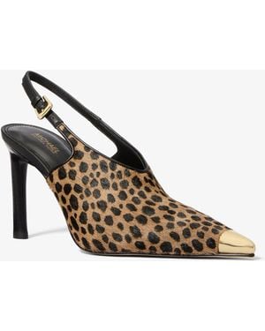 Michael Kors Mk Kasia Cheetah Print Calf Hair Slingback Pump - White