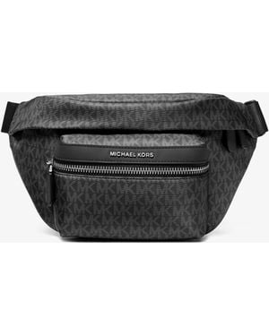 Michael Kors Mk Signature Logo Print Woven Belt Bag - Black