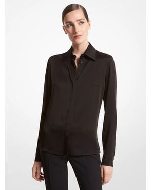 Michael Kors Hansen Charmeuse Button-front Shirt - Black