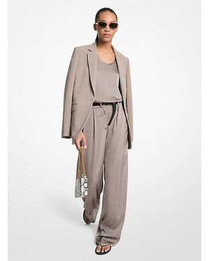 Michael Kors Mk Drapey Satin Wide Leg Pants - Natural