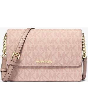 Michael Kors Outlet Mk Daniela Large Signature Logo Crossbody Bag - Pink