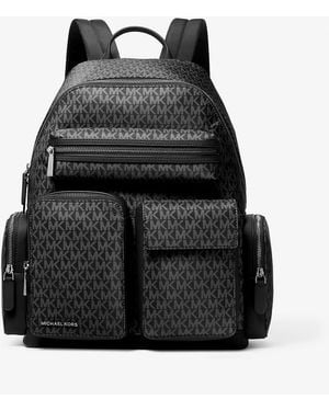 Michael Kors Mk Brooklyn Medium Printed Signature Logo Cargo Backpack - Black