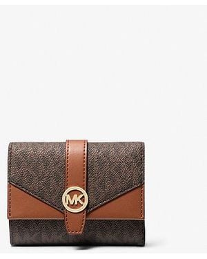 Michael Kors Greenwich Medium Signature Logo Trifold Wallet - White