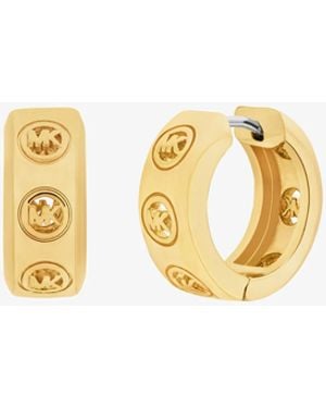 Michael Kors Logo Huggie Earrings - White