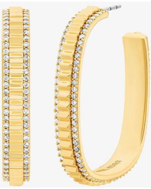 Michael Kors Mkpendientes De Aro Grandes De Latón En Tono Con Incrustaciones - Blanco