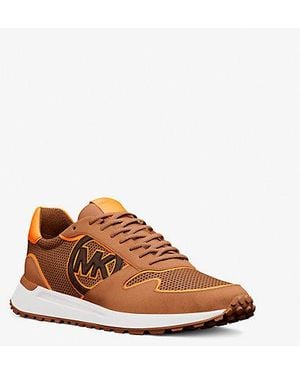 Michael Kors Dax Mixed-Media Sneaker - Brown