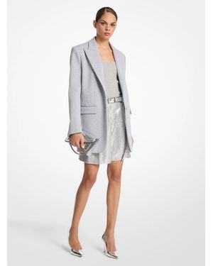 Michael Kors Mk Sculptural Stretch Cotton Jersey Boyfriend Blazer - White