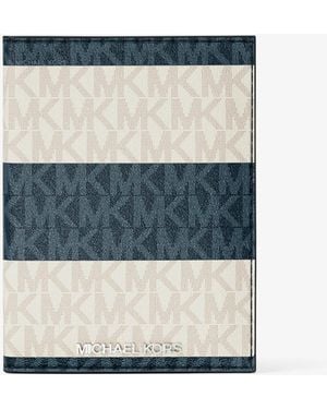 Michael Kors Jet Set Travel Medium Striped Signature Logo Passport Case - Blue