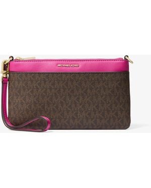 Michael Kors Mk Pochette Da Polso Jet Set Media Con Logo - Viola