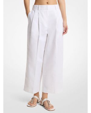 MICHAEL Michael Kors Mkpantalón Plisado De Pierna Ancha De Lino Y Algodón - Blanco