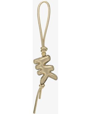 MICHAEL Michael Kors Mk Metallic Puffy Logo Leather Bag Charm - White