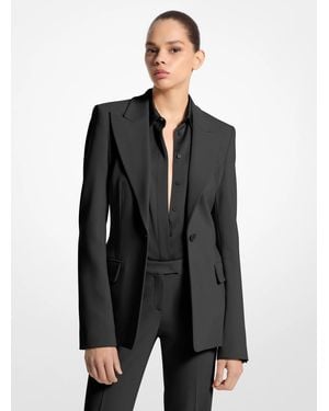 Michael Kors Georgina Stretch Pebble Crepe Blazer - Black